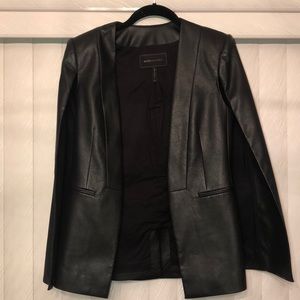 BCBG Maxazria Faux Leather Cape Jacket